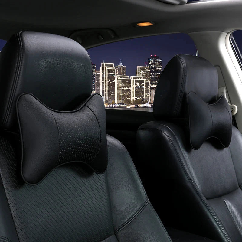Breathable Car Seat Headrest Neck Pillow – 1 Pair (Artificial Leather)