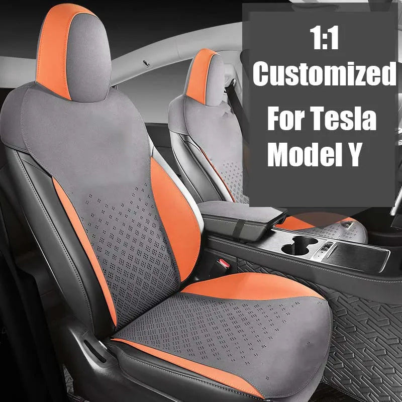 Custom Fit Half-Cover Suede Car Seat Cushion Pads for Tesla Model Y