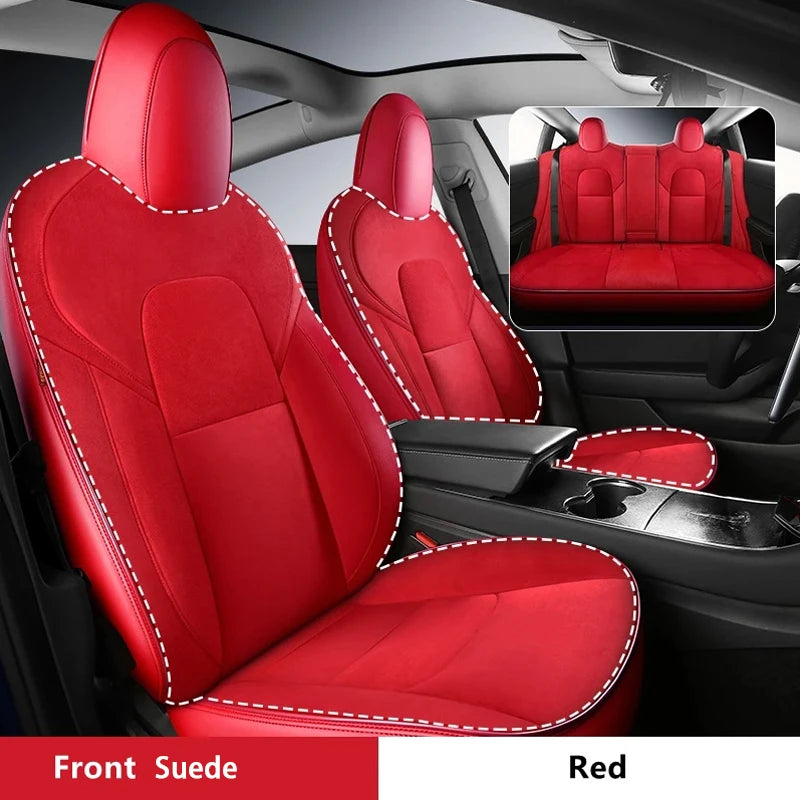 Custom Fit Suede Car Seat Covers for Tesla Model Y