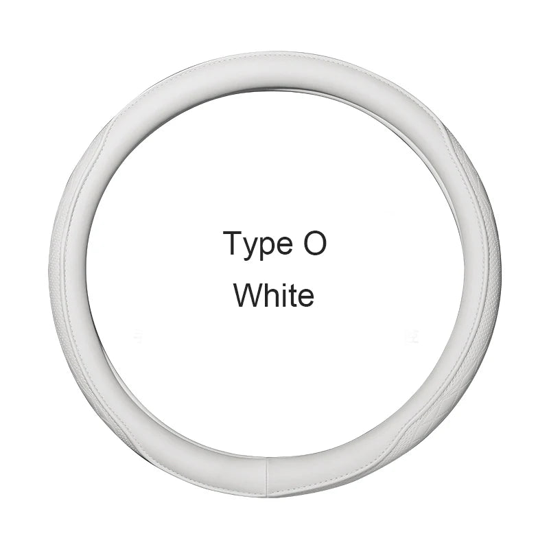 38 cm Universal Stitched Leather Steering Wheel Cover - Anti-Slip