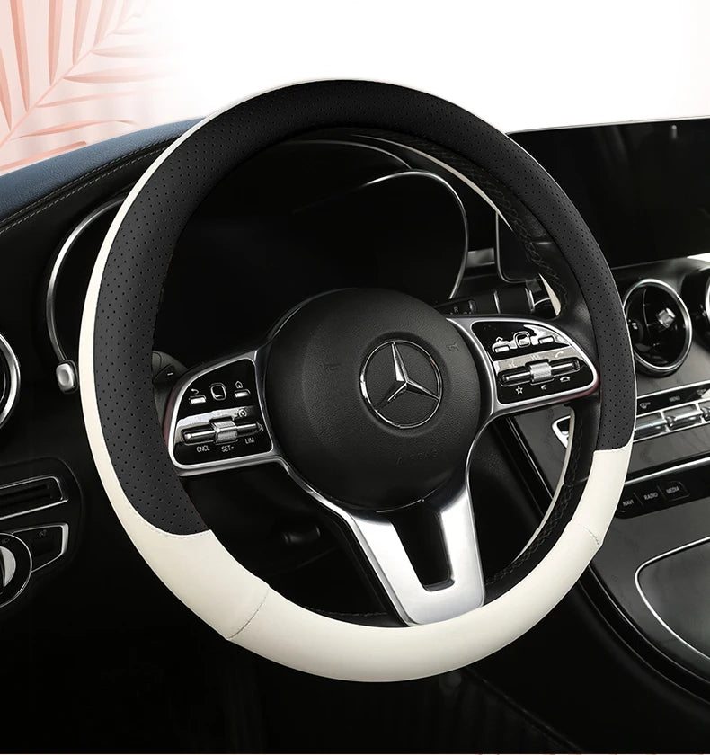 38 cm Fashion Color Leather Steering Wheel Cover
