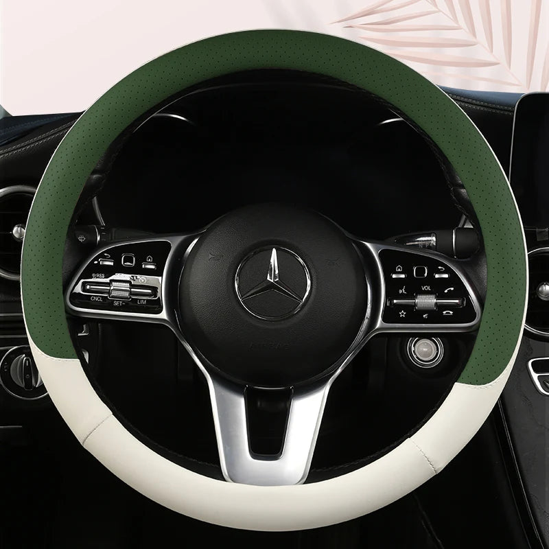 38 cm Fashion Color Leather Steering Wheel Cover