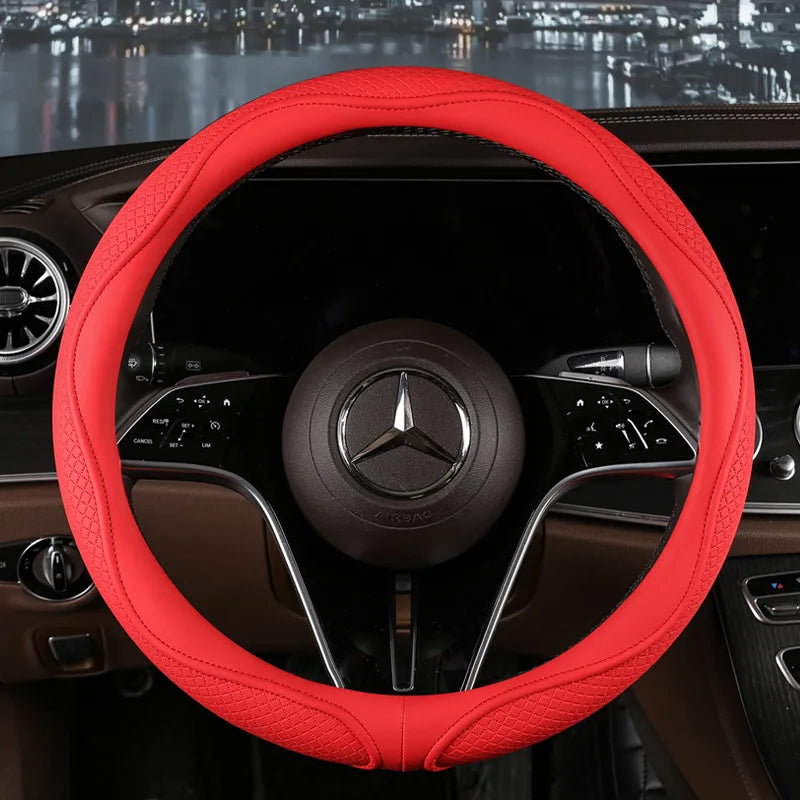 38 cm Universal Leather Steering Wheel Cover – Fashion Style