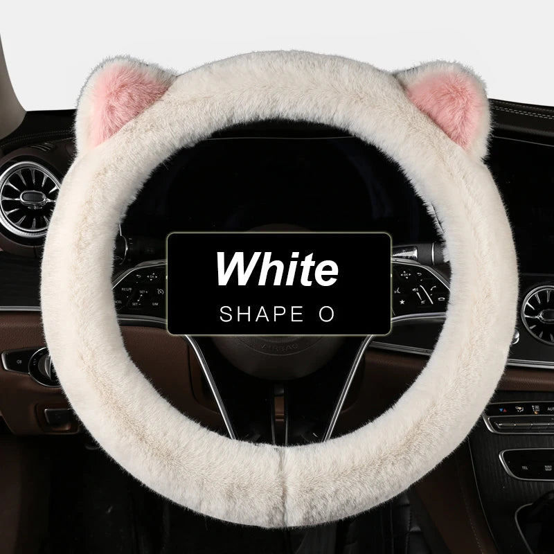 38 cm Plush Cat-Ear Steering Wheel Cover (Anti-Slip)