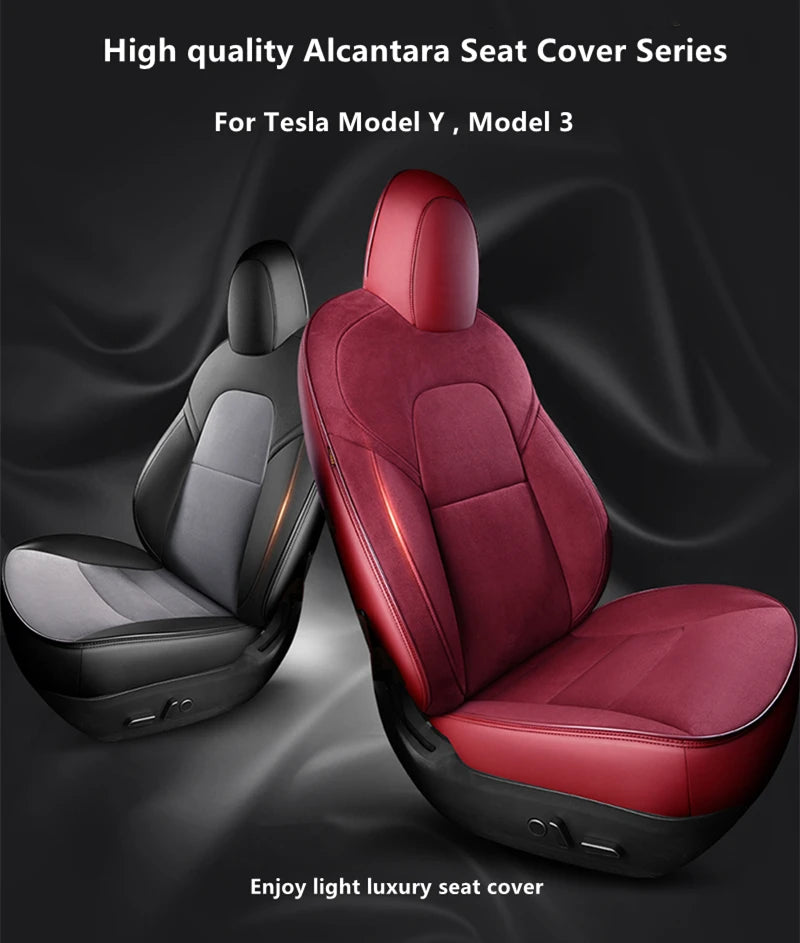 Custom Fit Suede Car Seat Covers for Tesla Model Y