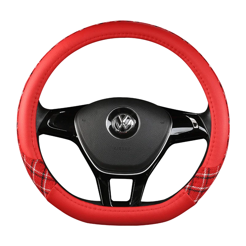 38 cm Patterned Leather Steering Wheel Cover