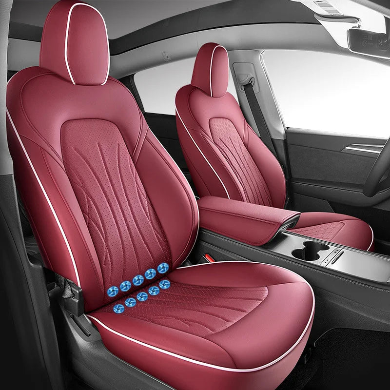 Custom Ventilated Cooling Seat Cushion with 10 Fans for Tesla Model Y - Full Surround