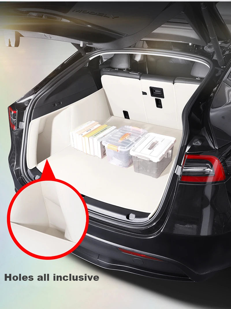 Tesla Model Y Custom Trunk Mat Leather Cargo Liner Carpet