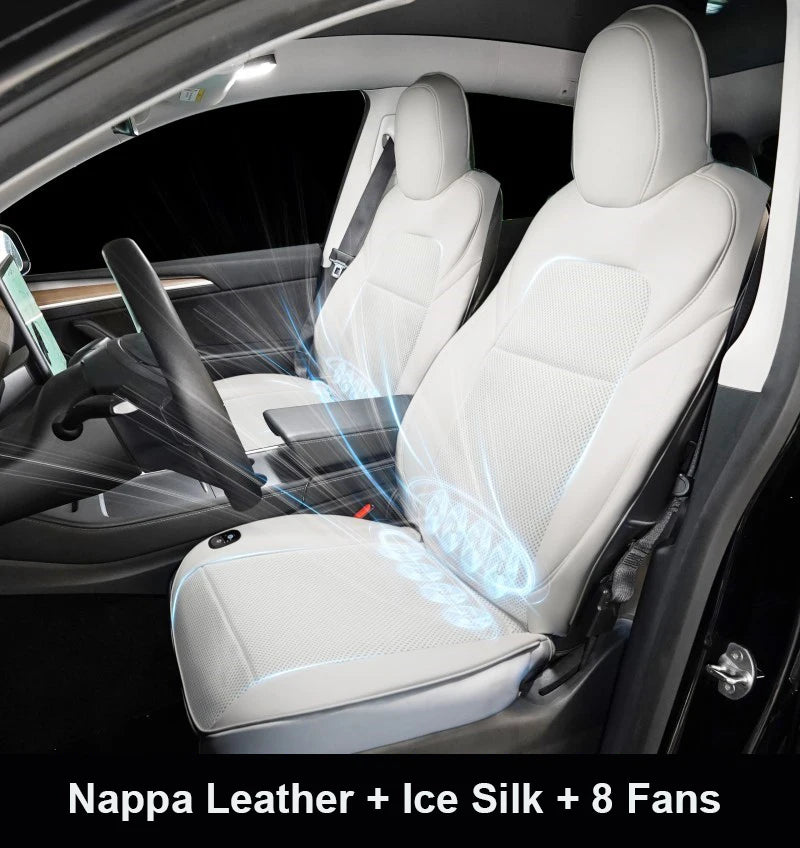 Custom Ventilated Car Seat Cooling Cushion with 8 Fans for Tesla Model 3 – Half Surround