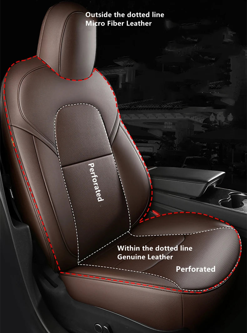 Custom Fit Leather Car Seat Covers for Tesla Model X – 7-Seater