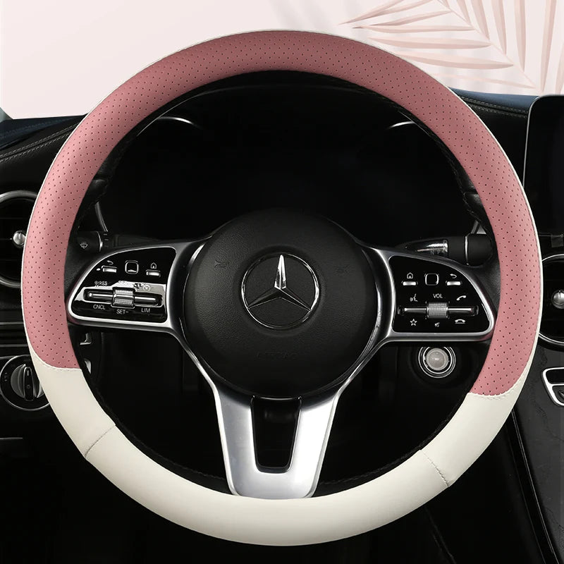 38 cm Fashion Color Leather Steering Wheel Cover