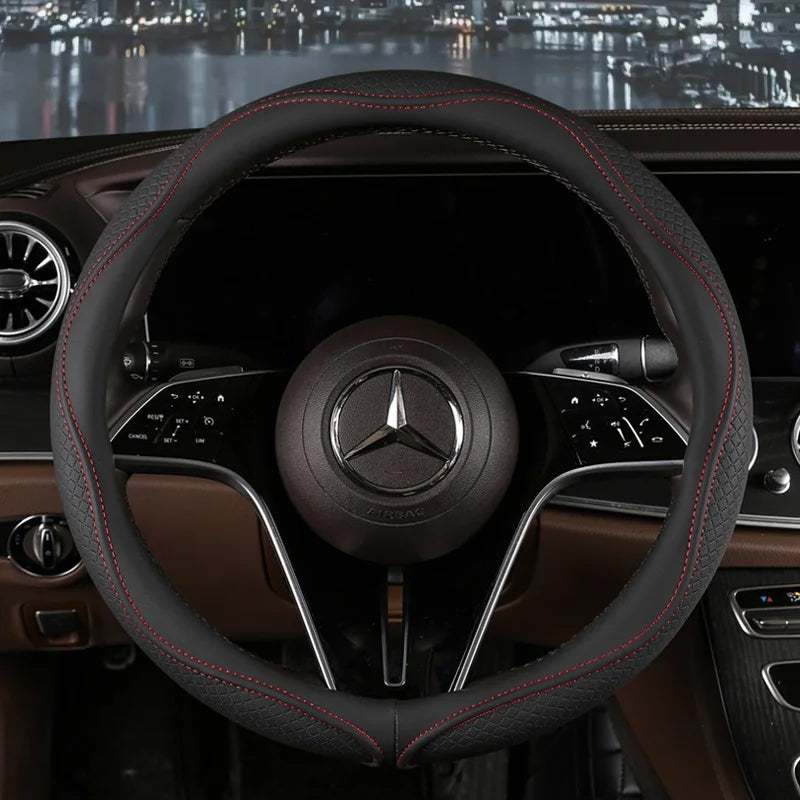 38 cm Universal Leather Steering Wheel Cover – Fashion Style