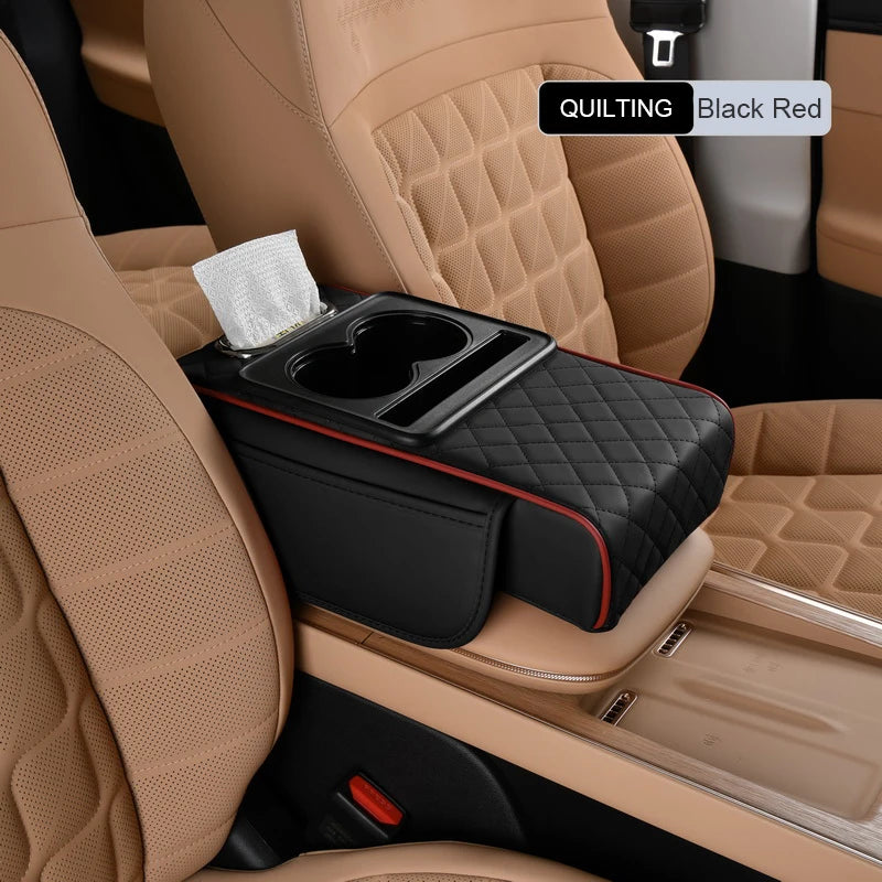 Universal Leather Car Armrest Cover With Storage Box and Cushion Mat