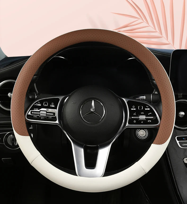 38 cm Fashion Color Leather Steering Wheel Cover