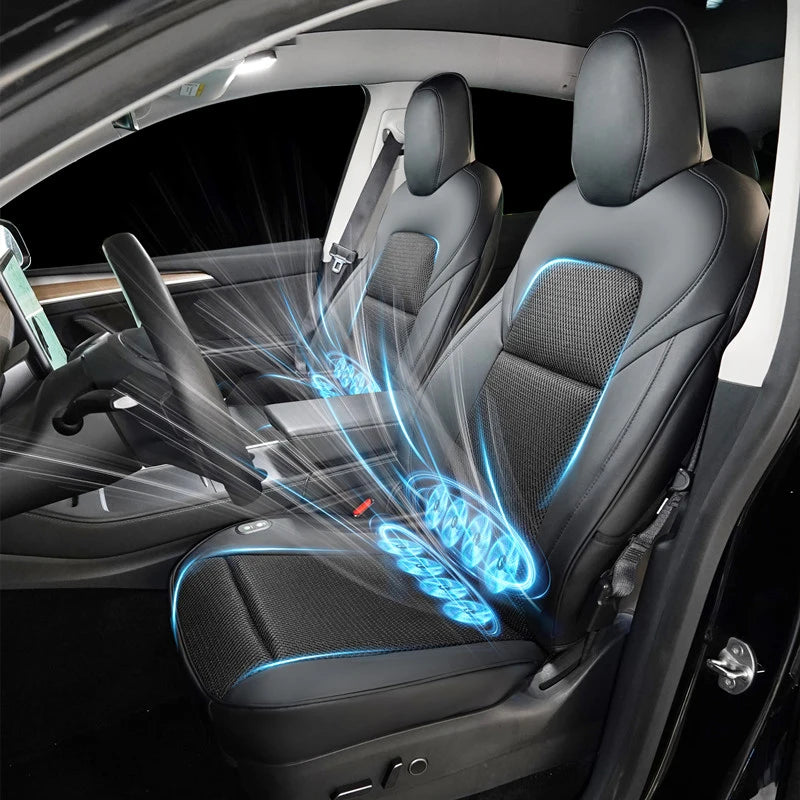 Custom Ventilated Car Seat Cooling Cushion with 8 Fans for Tesla Model 3 – Half Surround