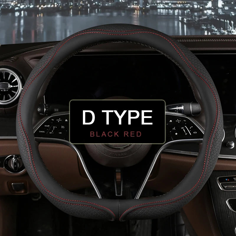 38 cm Universal Leather Steering Wheel Cover – Fashion Style