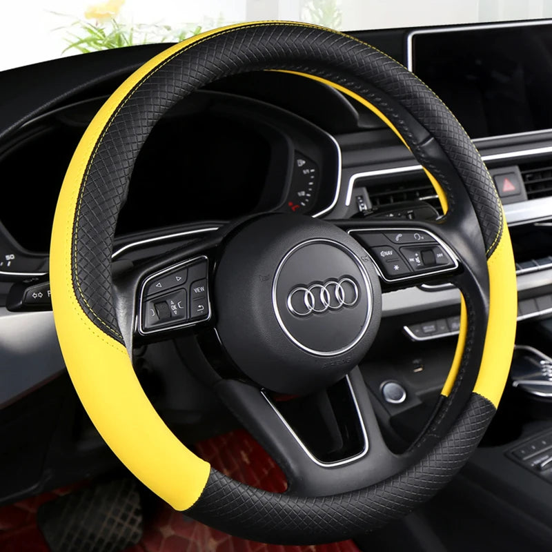 40–45 cm Anti-Slip Leather Steering Wheel Cover – For Trucks
