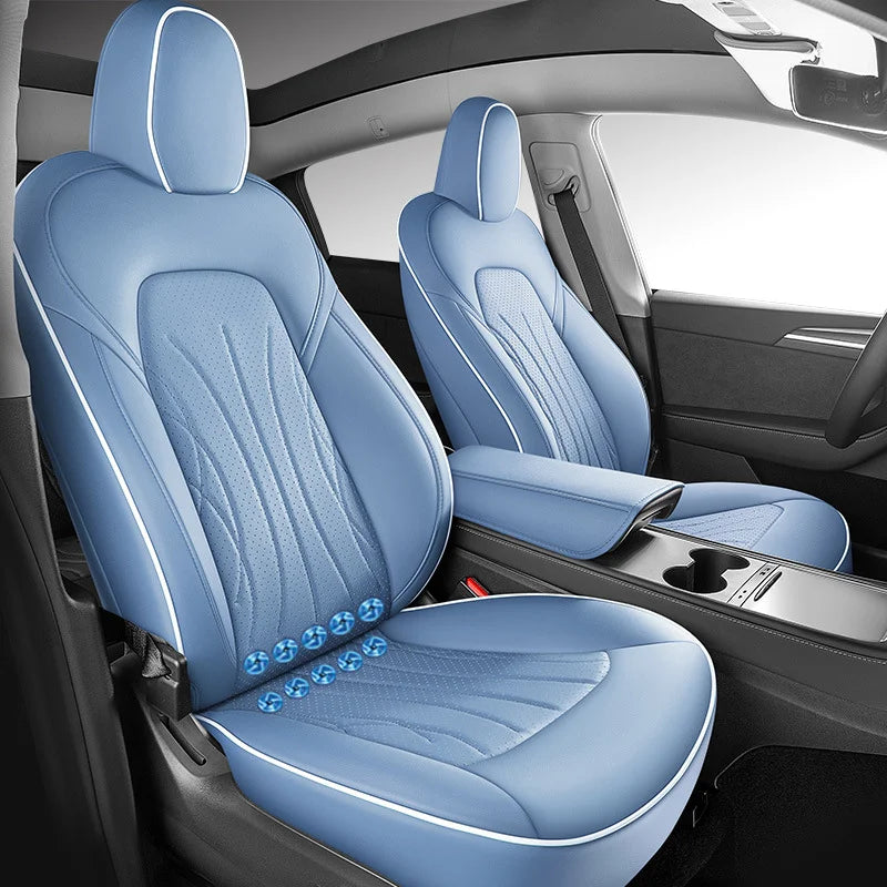 Custom Ventilated Cooling Seat Cushion with 10 Fans for Tesla Model Y - Full Surround