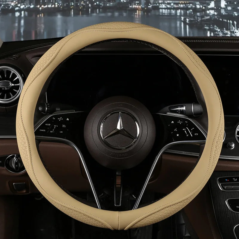 38 cm Universal Leather Steering Wheel Cover – Fashion Style