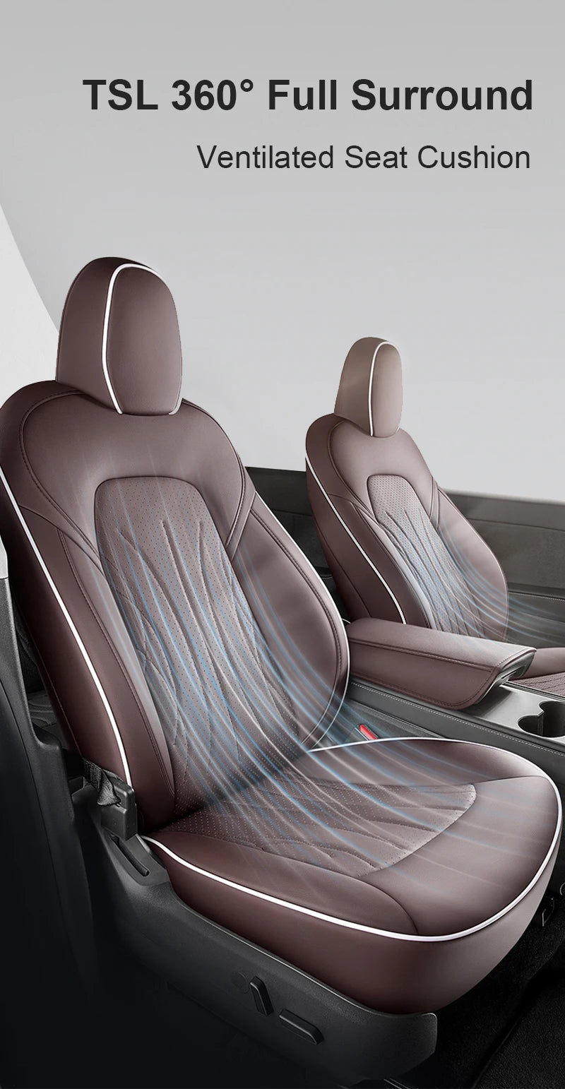 Custom Ventilated Cooling Seat Cushion with 10 Fans for Tesla Model Y - Full Surround