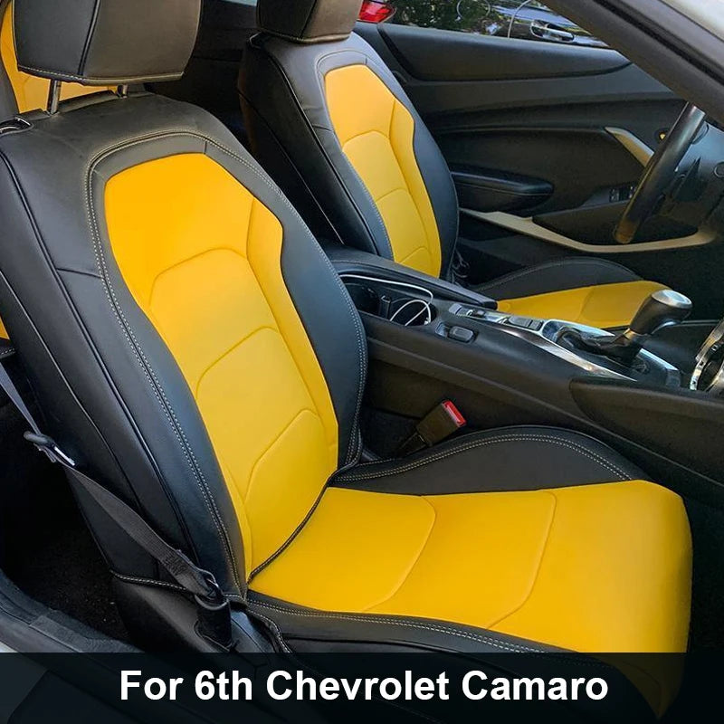 Artificial Nappa Leather Custom Fit Camaro Seat Covers for 2010–2024