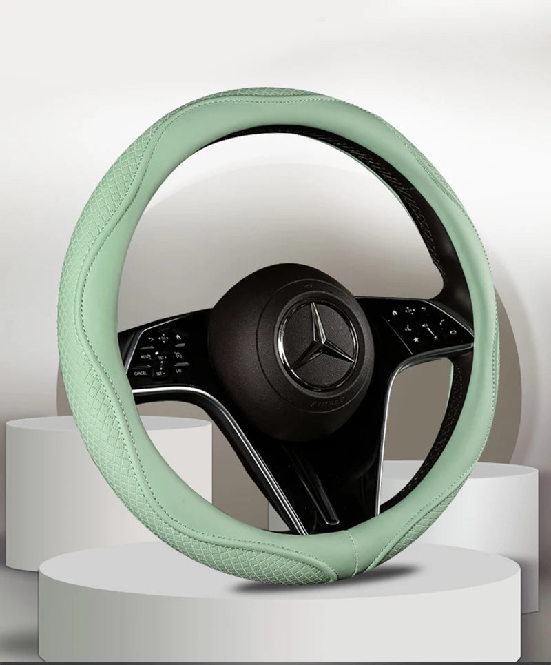 38 cm Universal Leather Steering Wheel Cover – Fashion Style