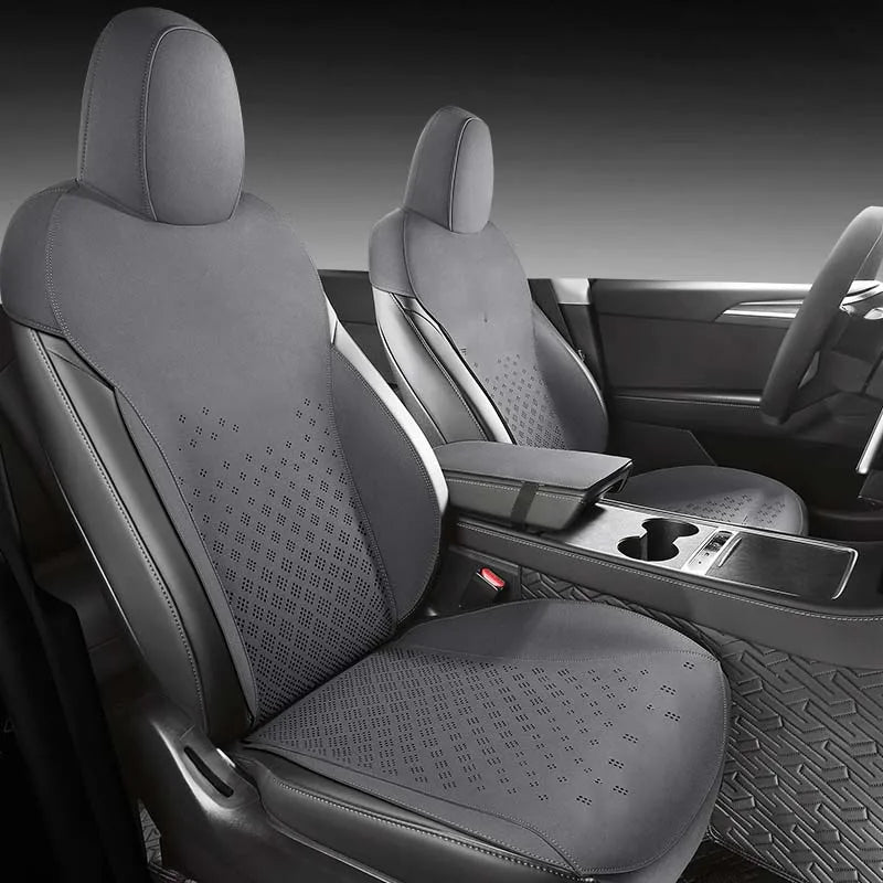 Custom Fit Half-Cover Suede Car Seat Cushion Pads for Tesla Model Y