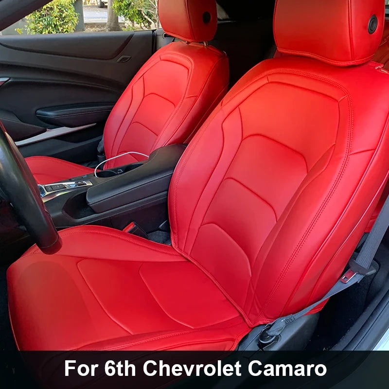 Artificial Nappa Leather Custom Fit Camaro Seat Covers for 2010–2024