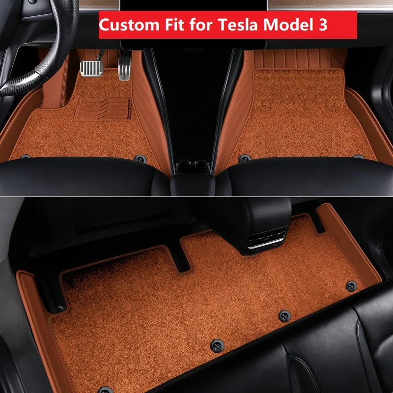 Custom Fit Floor Mats for Tesla Model 3 (Leather + Synthetic)