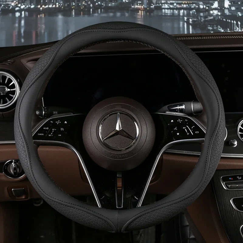 38 cm Universal Leather Steering Wheel Cover – Fashion Style