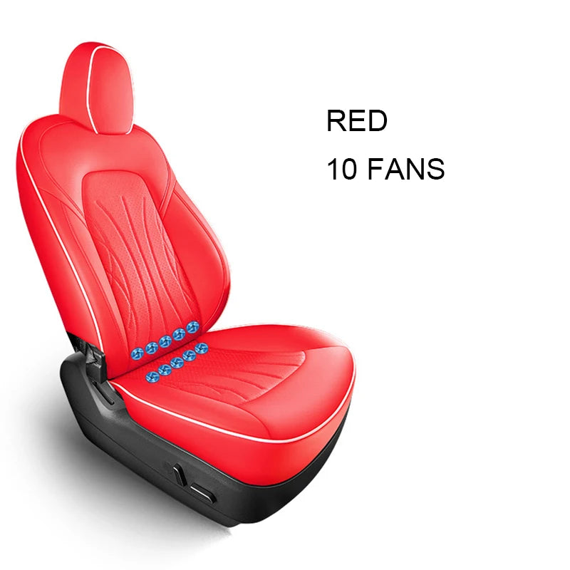 Custom Ventilated Cooling Seat Cushion with 10 Fans for Tesla Model Y - Full Surround