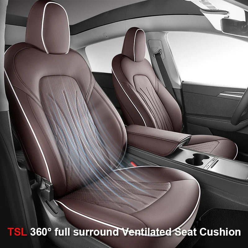 Custom Ventilated Cooling Seat Cushion with 10 Fans for Tesla Model Y - Full Surround