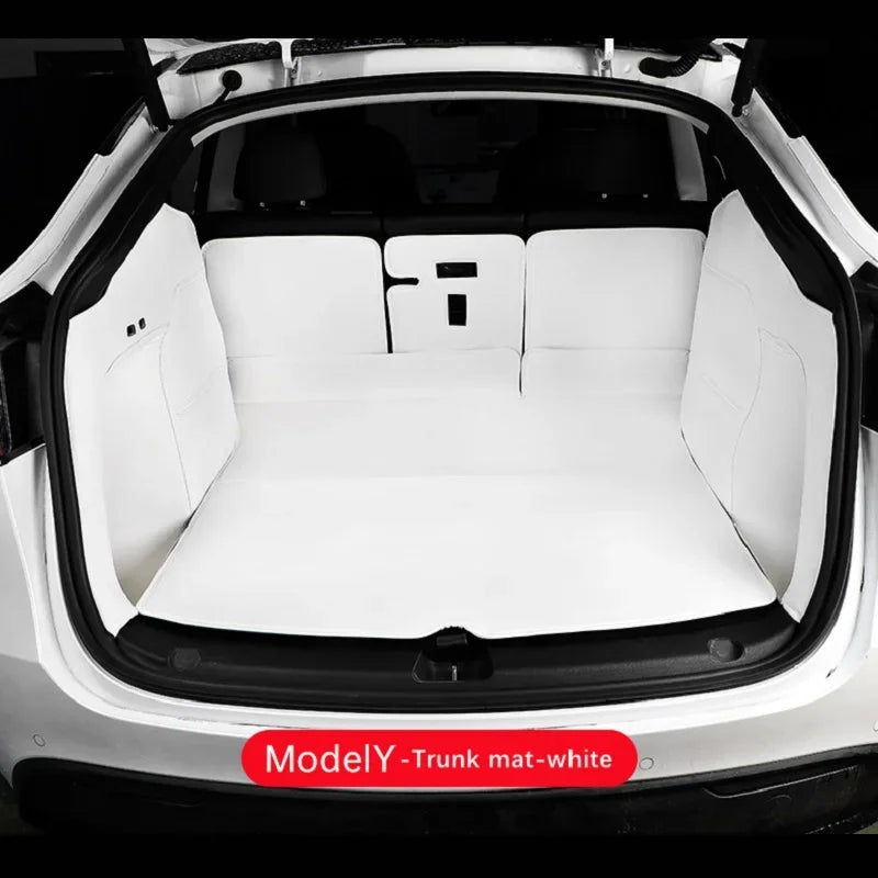 Custom Fit Red Leather Trunk Floor Mat for Tesla Model 3 / Model Y