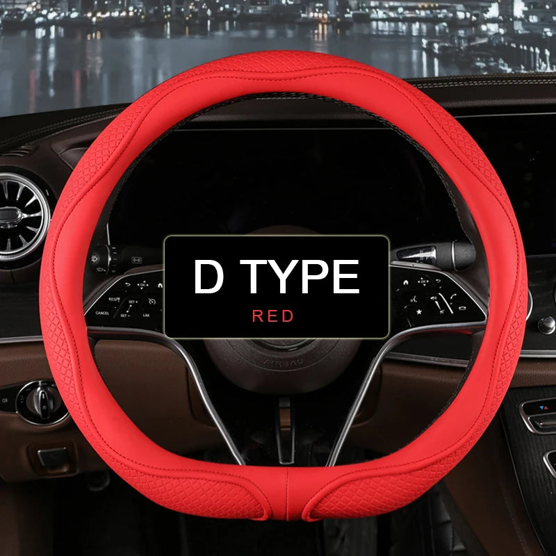 38 cm Universal Leather Steering Wheel Cover – Fashion Style