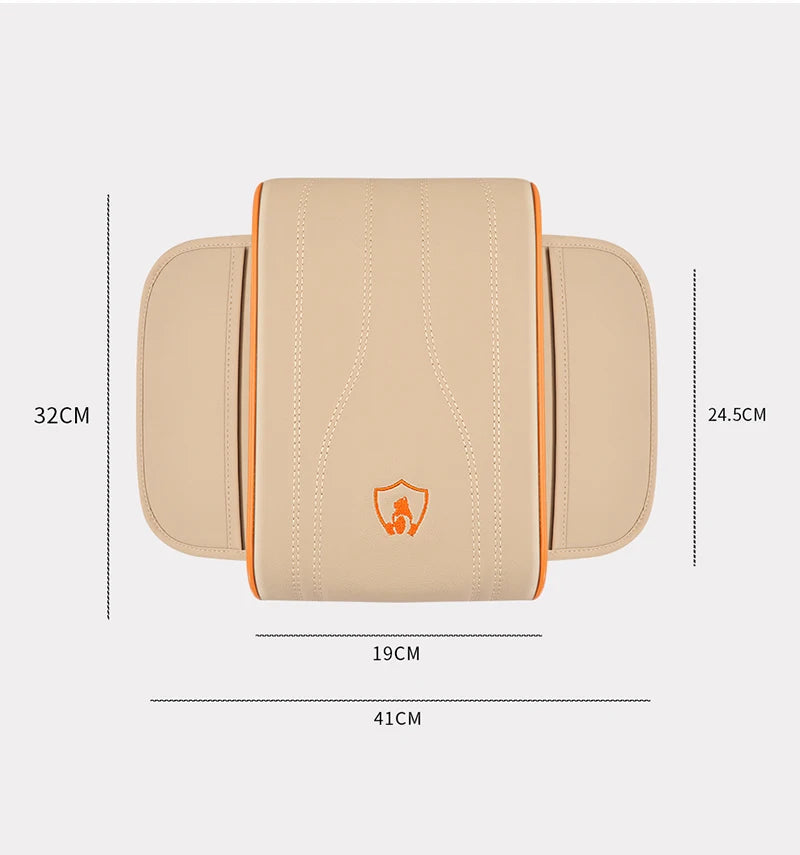 Universal Nappa Leather Car Armrest Cover with Memory Foam and Side Storage