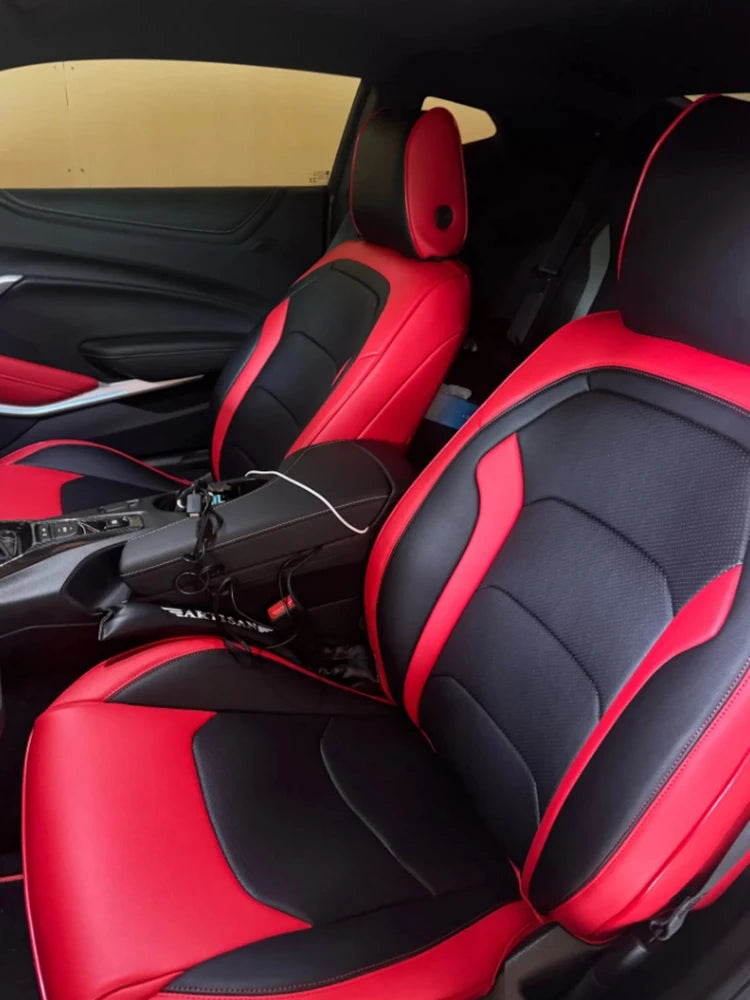 Artificial Nappa Leather Custom Fit Camaro Seat Covers for 2010–2024