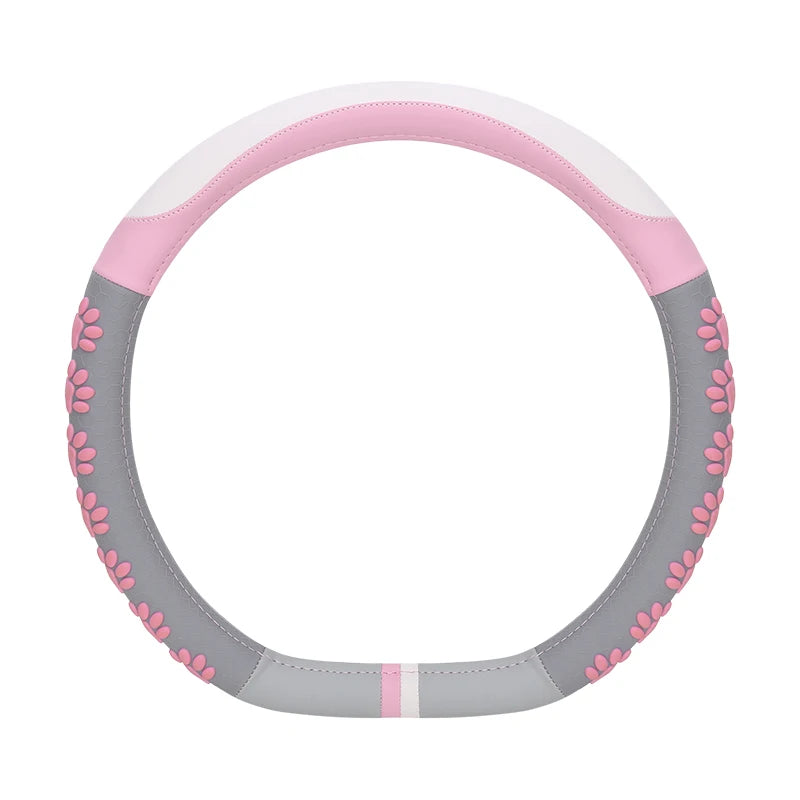 38 cm Anti-Slip Pink Cat Claws Leather Steering Wheel Cover