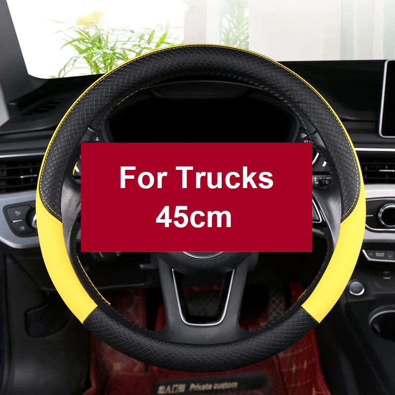 40–45 cm Anti-Slip Leather Steering Wheel Cover – For Trucks