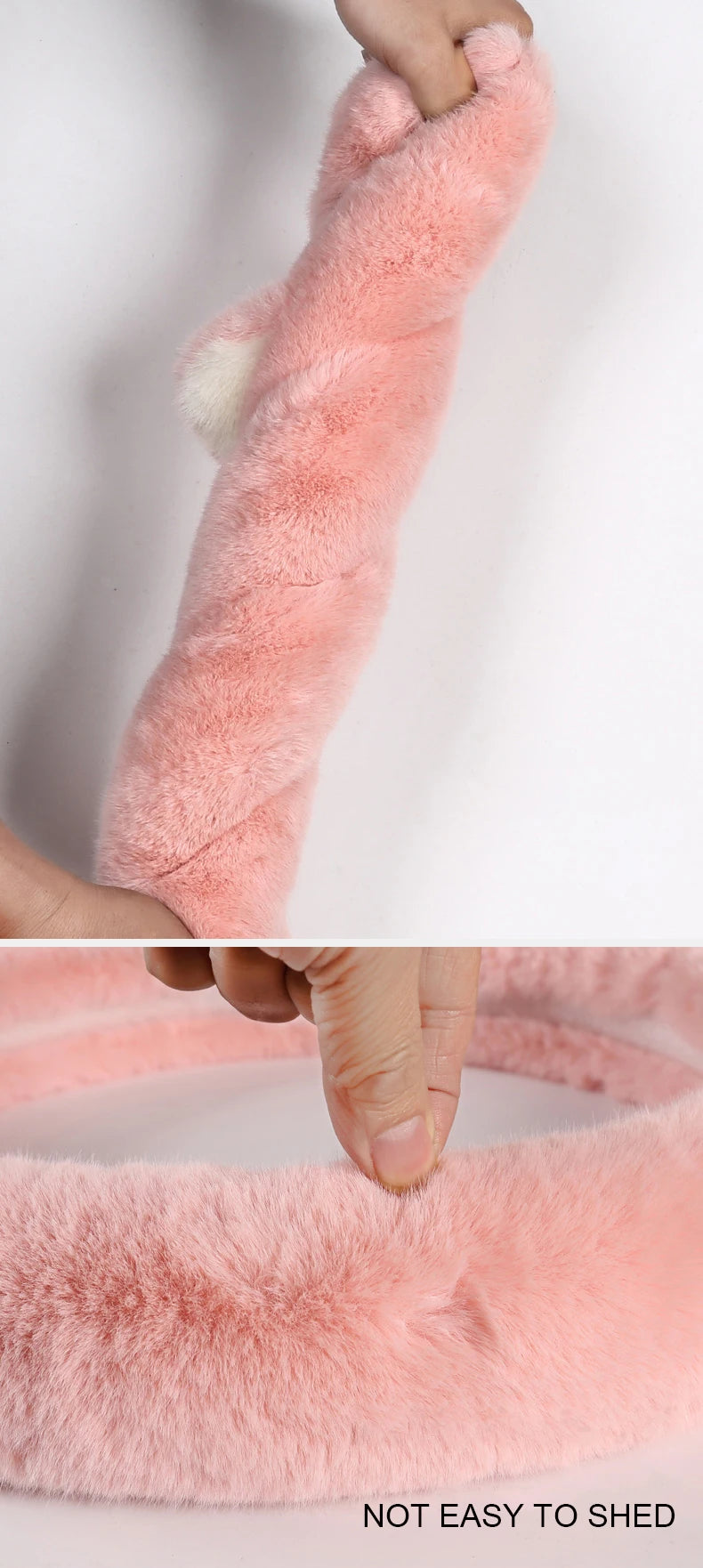 38 cm Plush Cat-Ear Steering Wheel Cover (Anti-Slip)