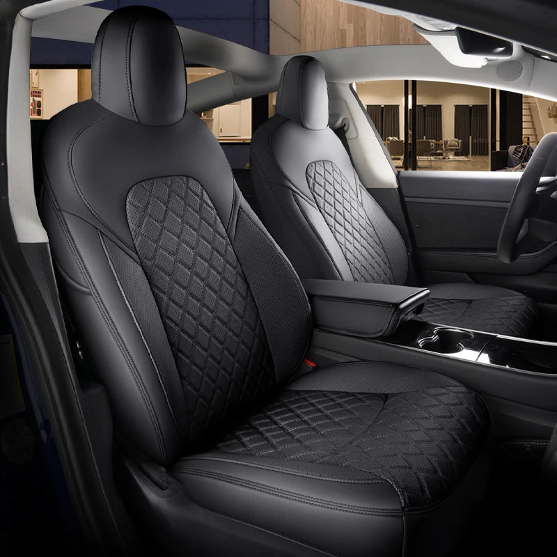 Custom Fit Leather Car Seat Covers for Tesla Model Y