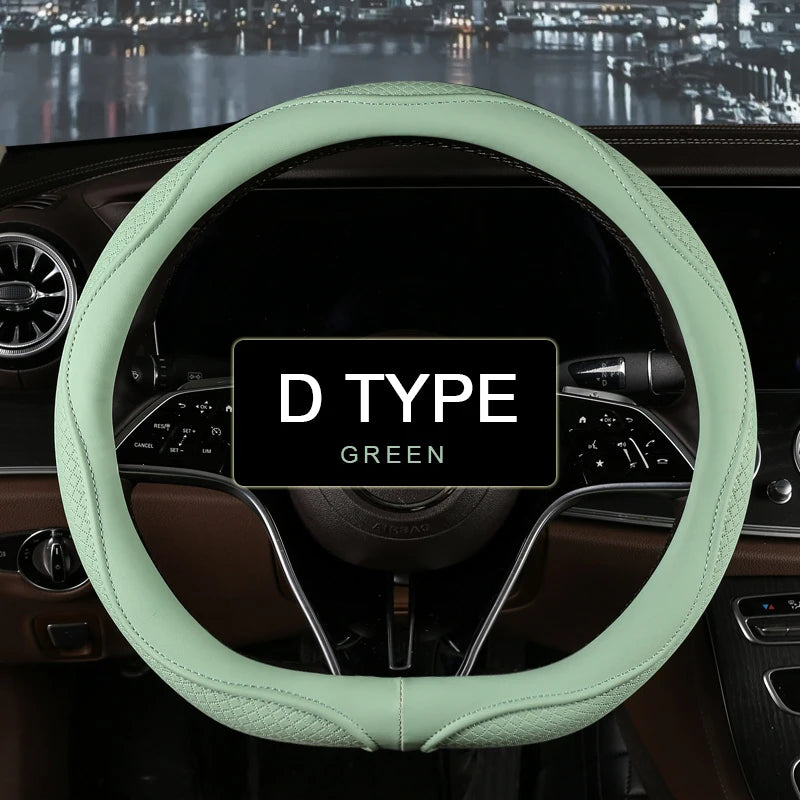 38 cm Universal Leather Steering Wheel Cover – Fashion Style