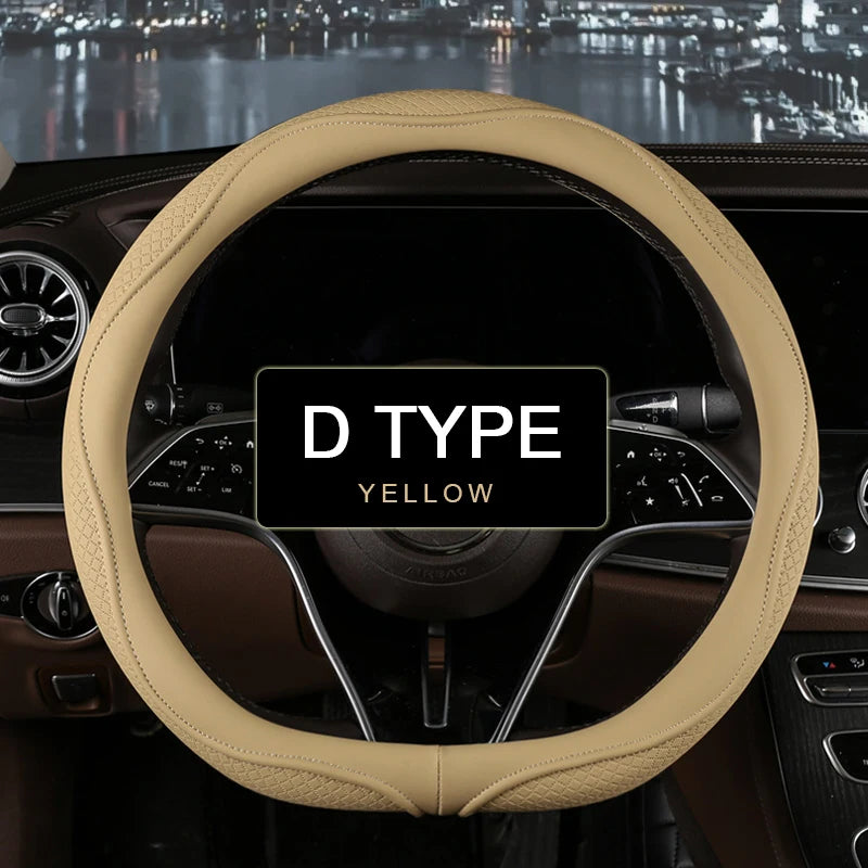 38 cm Universal Leather Steering Wheel Cover – Fashion Style