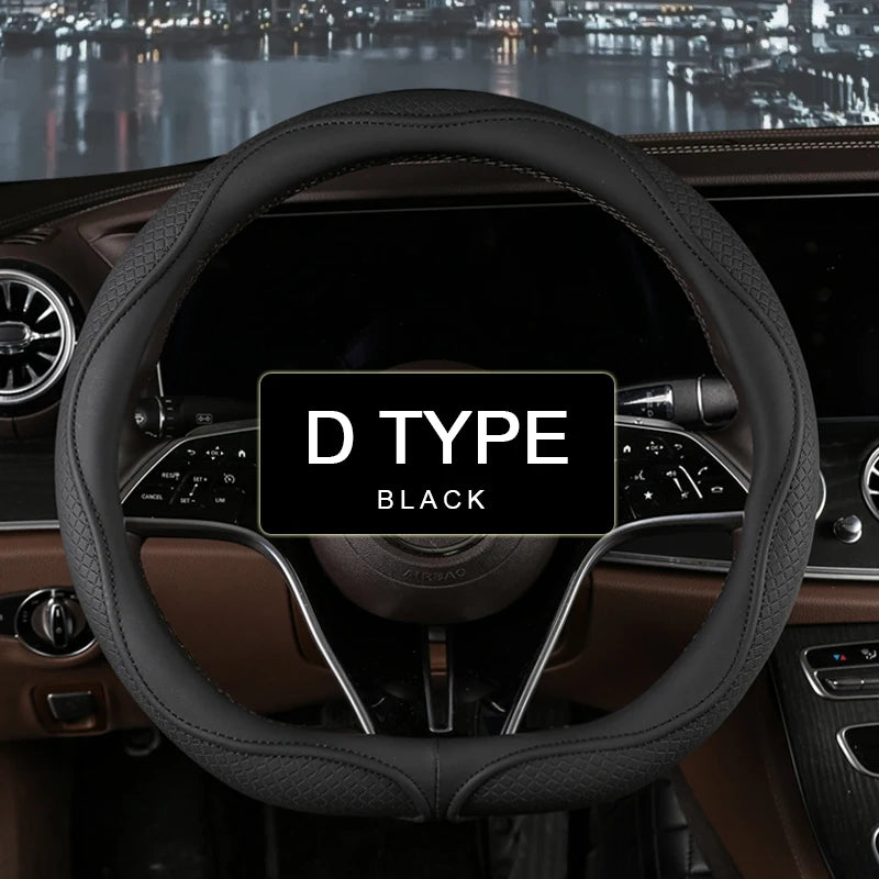 38 cm Universal Leather Steering Wheel Cover – Fashion Style