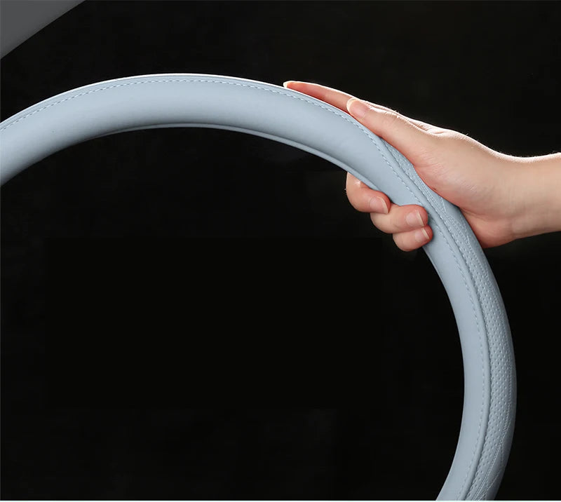 38 cm Universal Stitched Leather Steering Wheel Cover - Anti-Slip