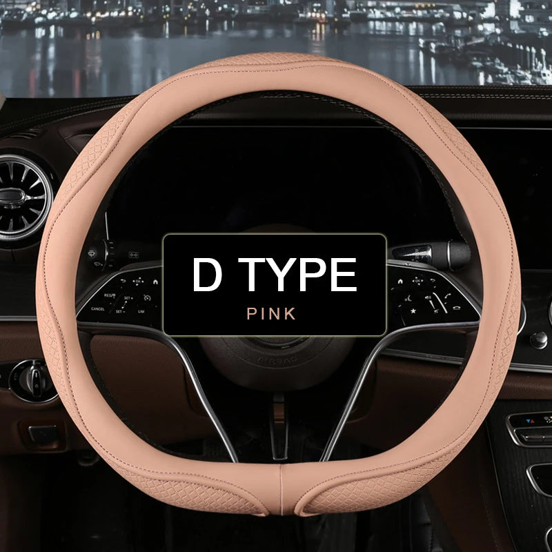 38 cm Universal Leather Steering Wheel Cover – Fashion Style