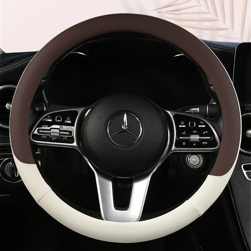 38 cm Fashion Color Leather Steering Wheel Cover