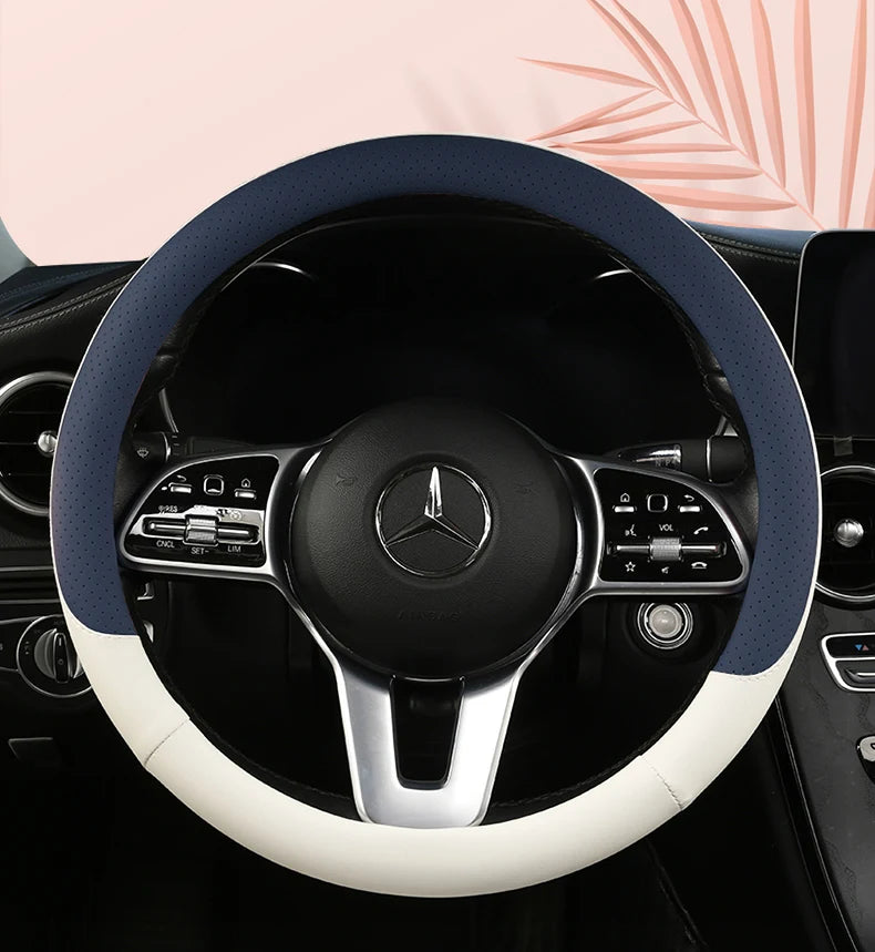 38 cm Fashion Color Leather Steering Wheel Cover