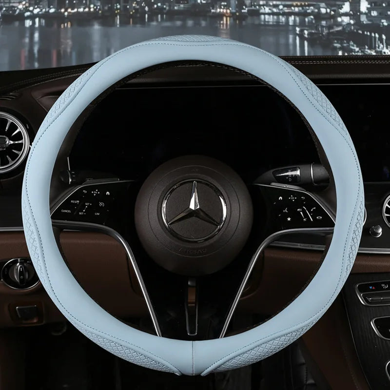 38 cm Universal Leather Steering Wheel Cover – Fashion Style