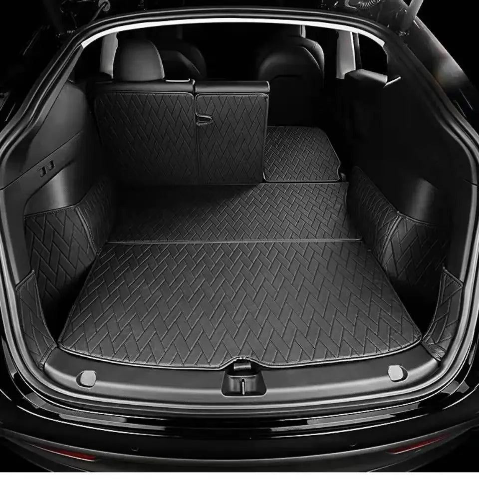 Custom Fit Red Leather Trunk Floor Mat for Tesla Model 3 / Model Y