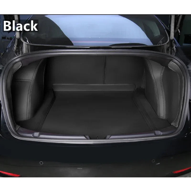 Custom Fit Red Leather Trunk Floor Mat for Tesla Model 3 / Model Y